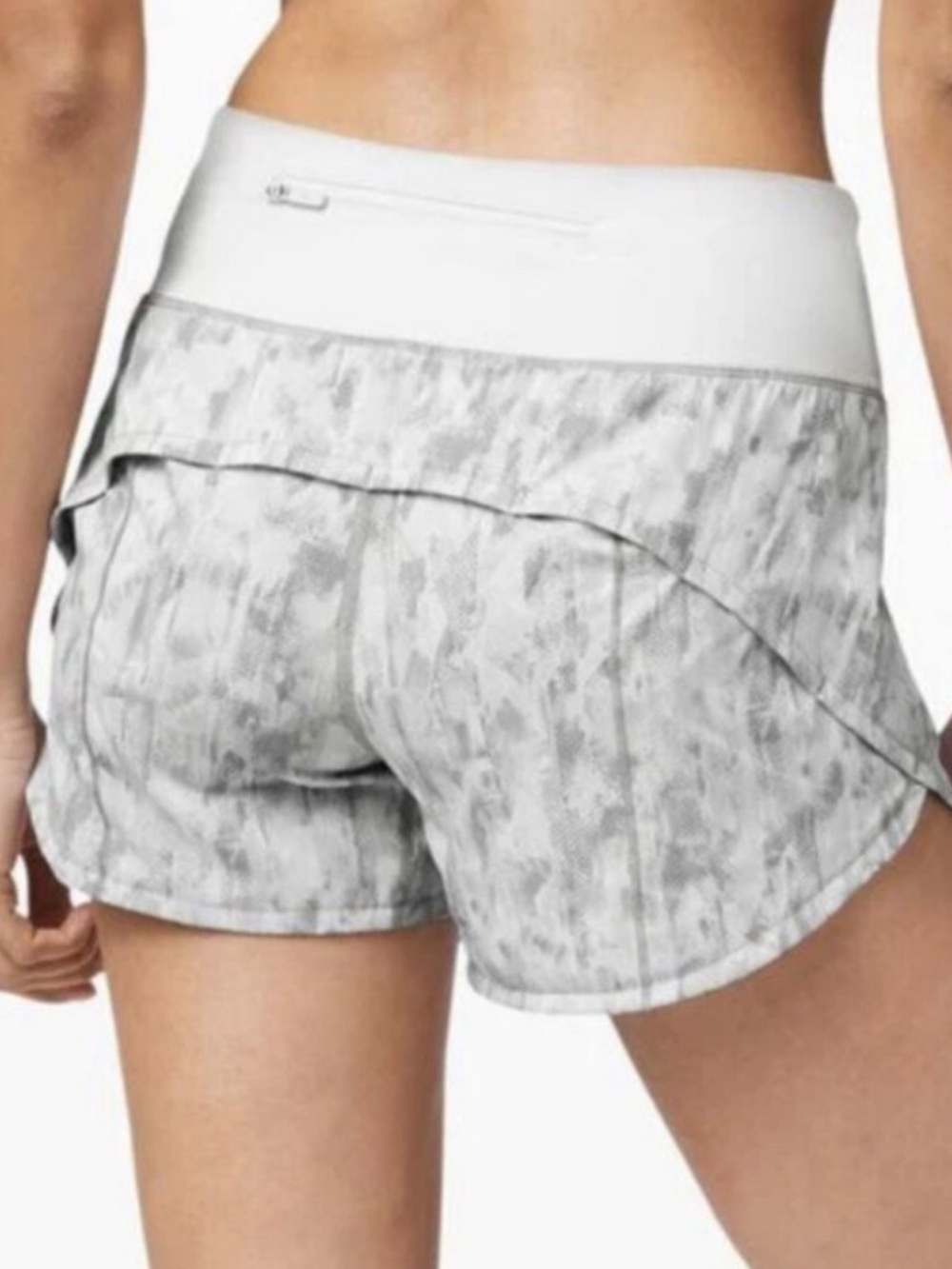 lululemon athletica White and Light Gray Printed Running Shorts